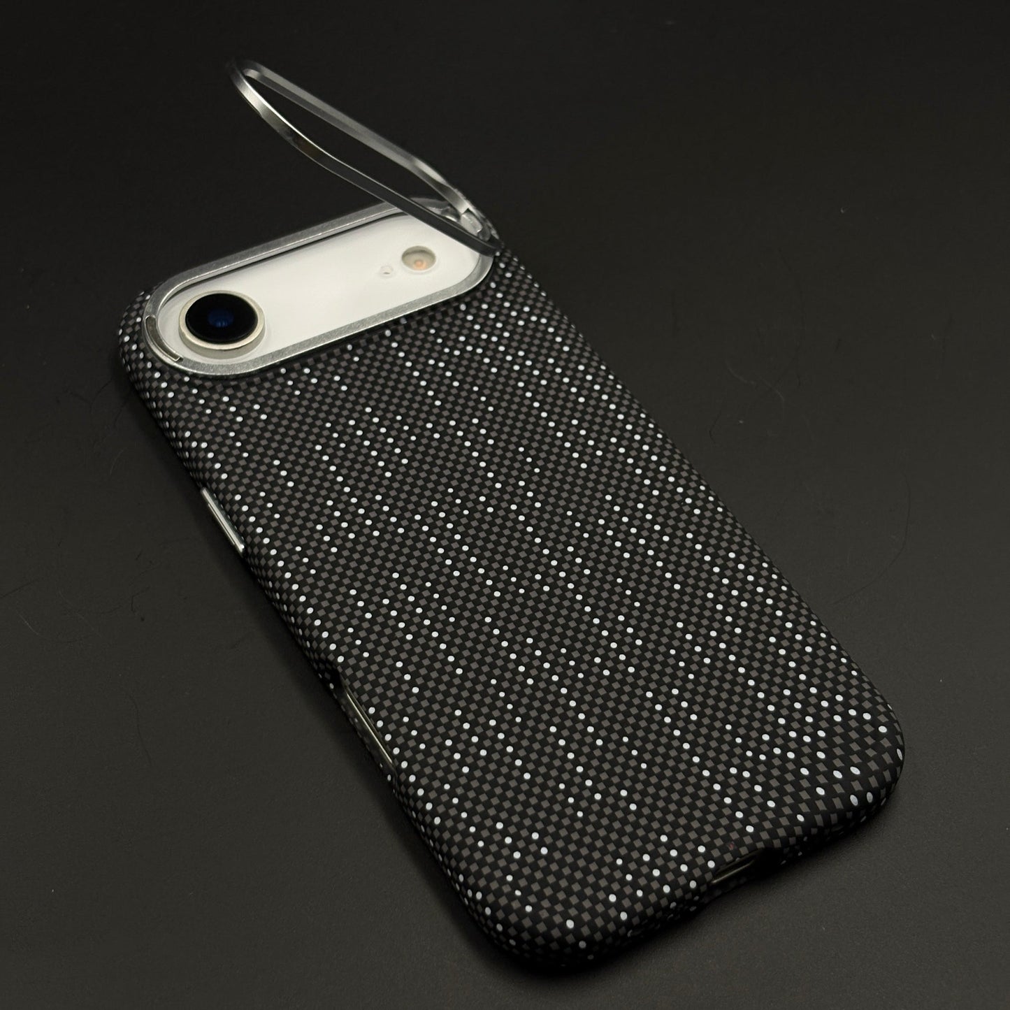 Speckled Night Grid Carbon Fibre Hidden MagSafe Case with Camera Kickstand for iPhone 17 Air