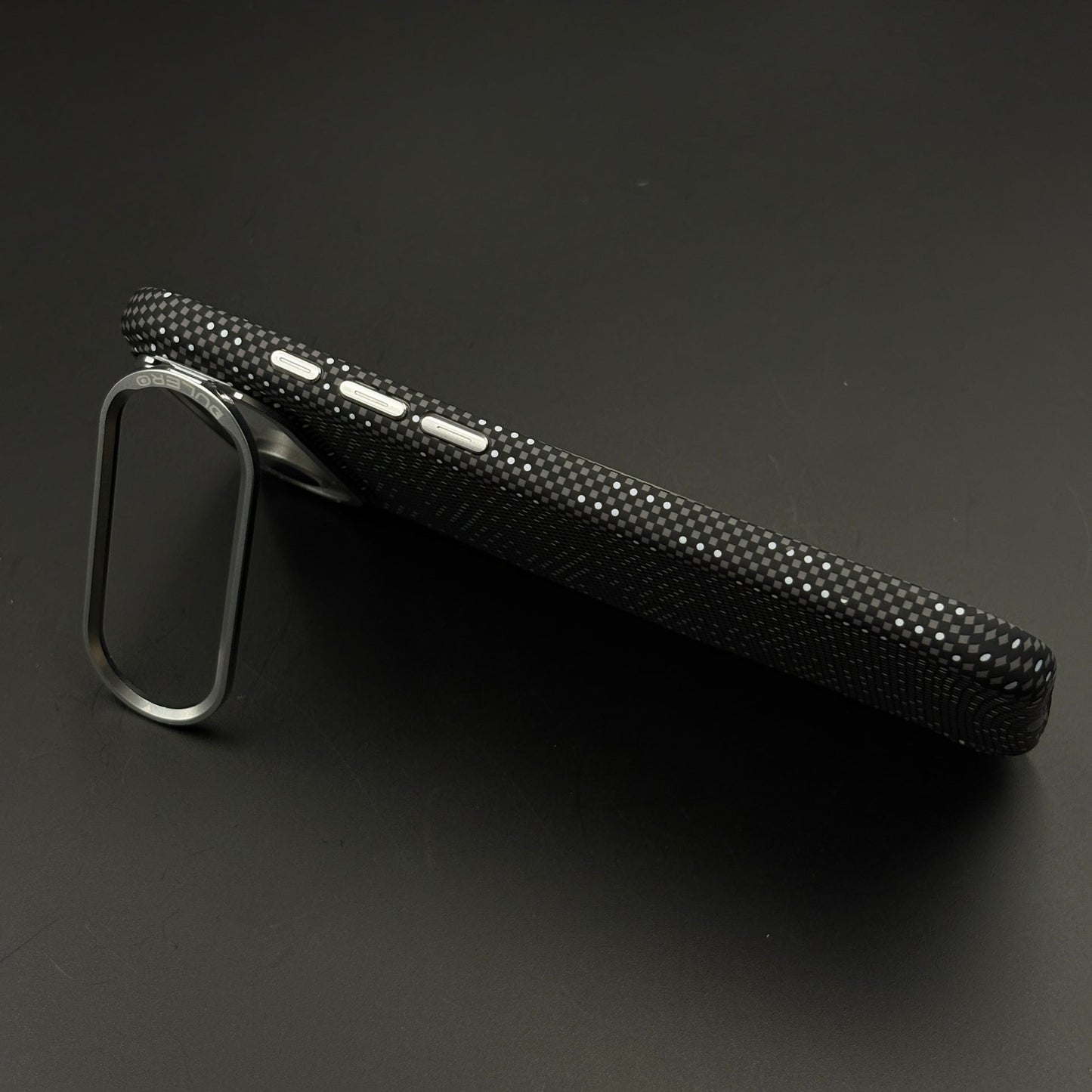 Speckled Night Grid Carbon Fibre Hidden MagSafe Case with Camera Kickstand for iPhone 17 Air