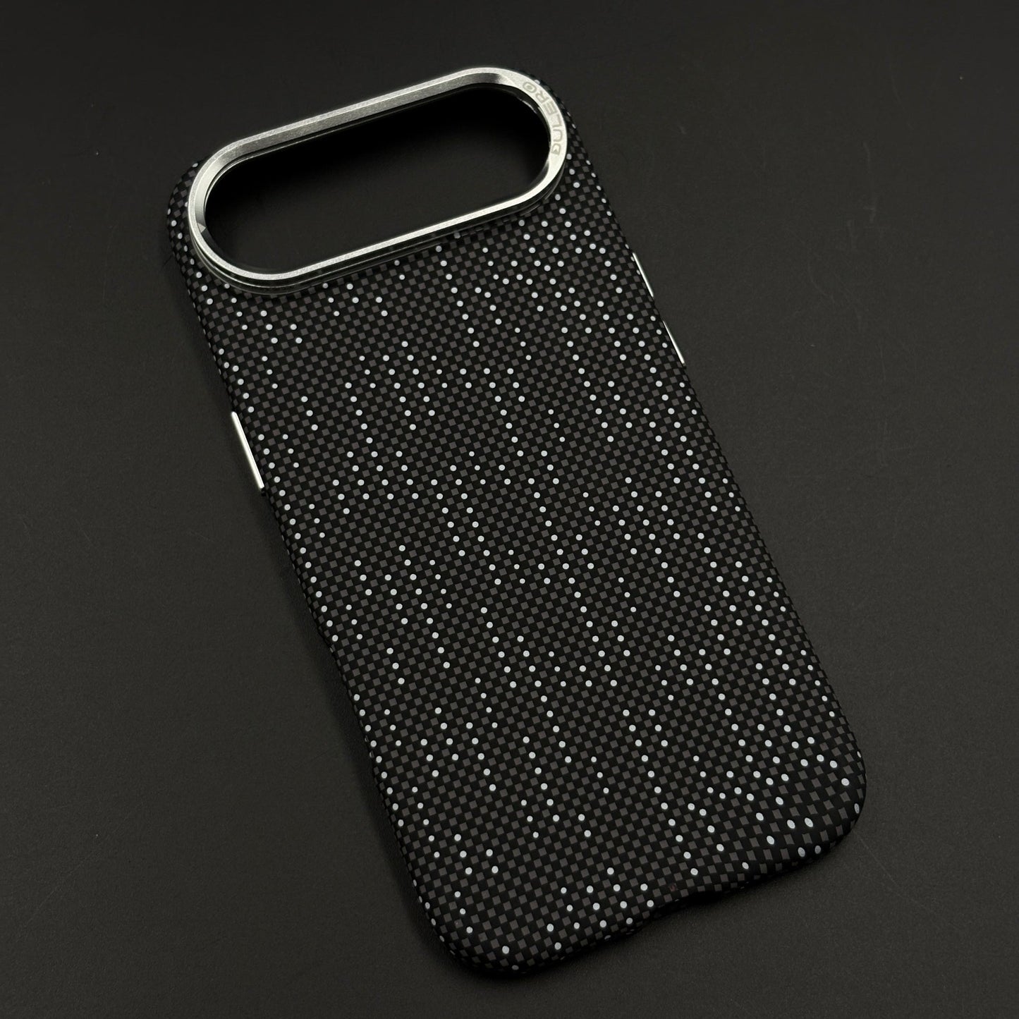 Speckled Night Grid Carbon Fibre Hidden MagSafe Case with Camera Kickstand for iPhone 17 Air