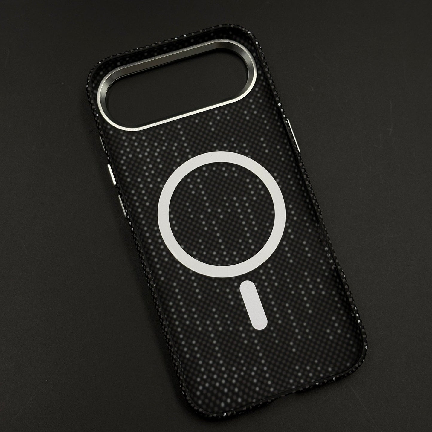 Speckled Night Grid Carbon Fibre Hidden MagSafe Case with Camera Kickstand for iPhone 17 Air