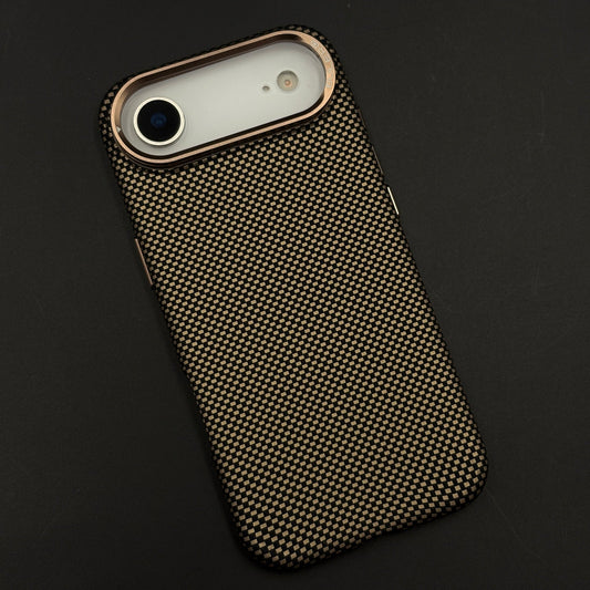 Sand Grid Carbon Fibre Hidden MagSafe Case with Camera Kickstand for iPhone 17 Air