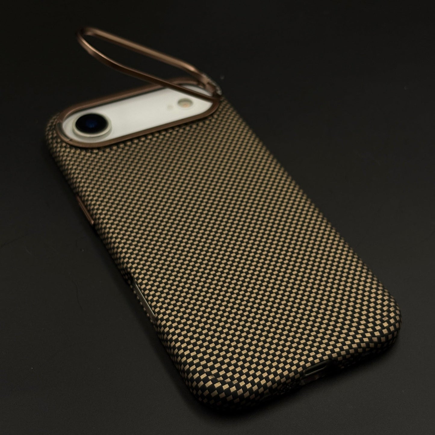 Sand Grid Carbon Fibre Hidden MagSafe Case with Camera Kickstand for iPhone 17 Air