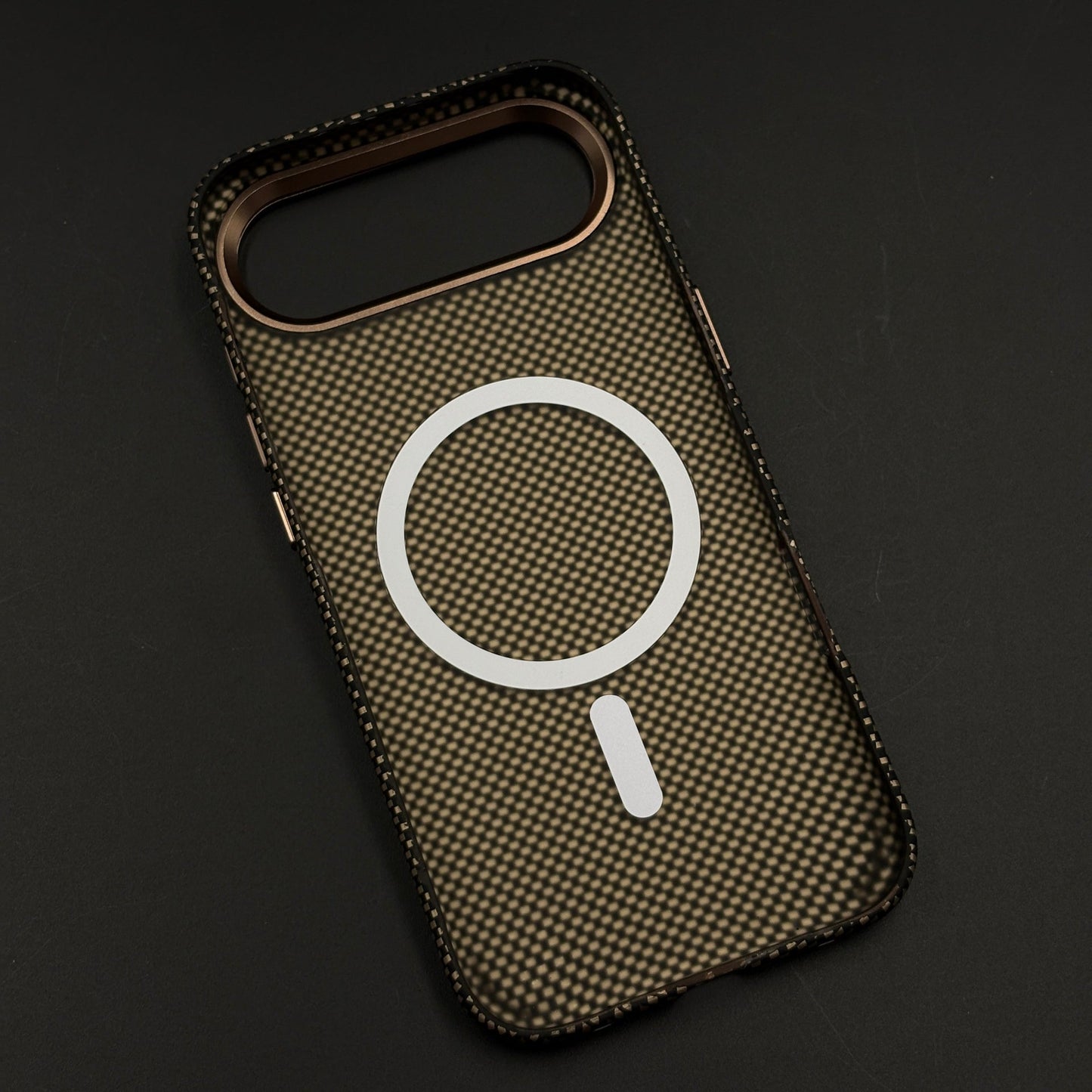 Sand Grid Carbon Fibre Hidden MagSafe Case with Camera Kickstand for iPhone 17 Air