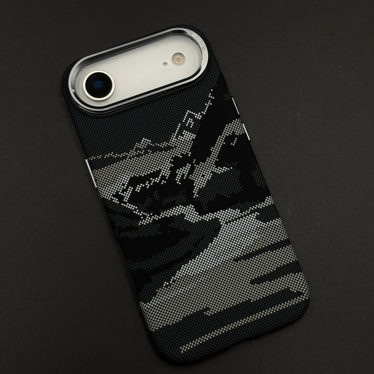 Pixel Camo Black Carbon Fibre Hidden MagSafe Case with Camera Kickstand for iPhone 17 Air