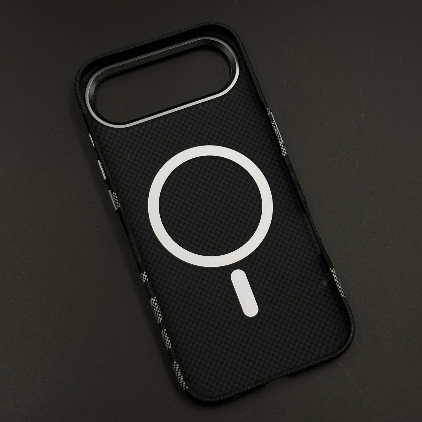 Pixel Camo Black Carbon Fibre Hidden MagSafe Case with Camera Kickstand for iPhone 17 Air