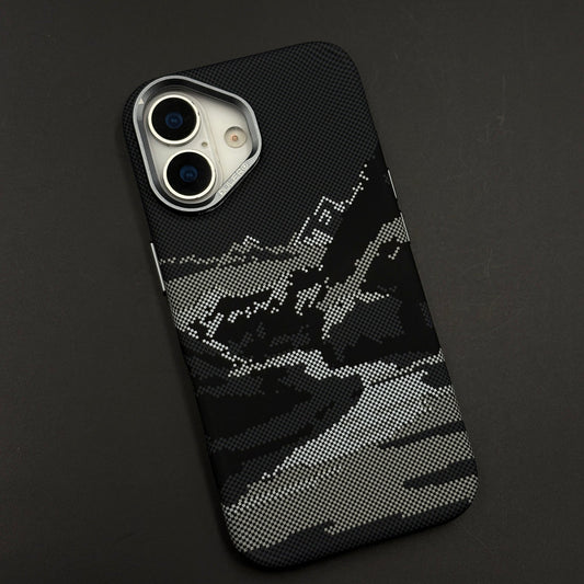 Pixel Camo Black Carbon Fibre Hidden MagSafe Case with Camera Kickstand for iPhone 17