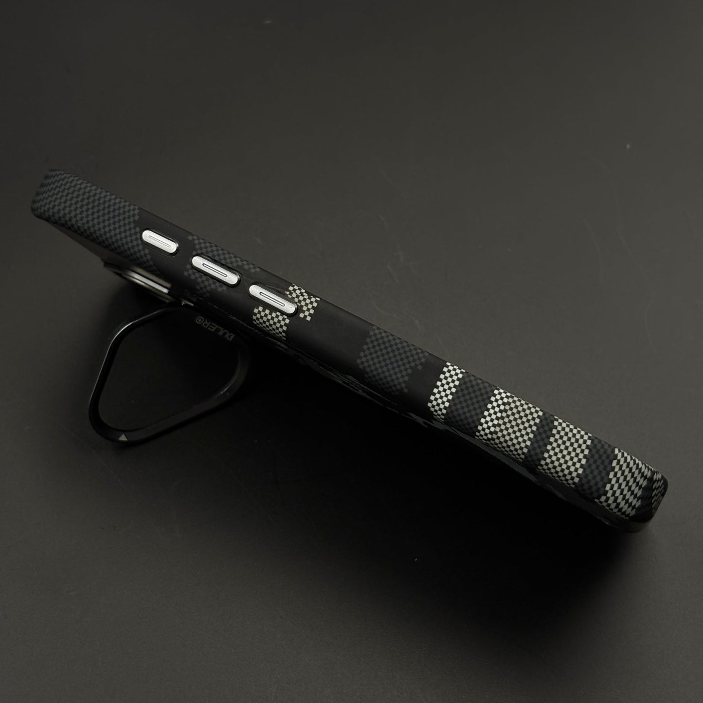 Pixel Camo Black Carbon Fibre Hidden MagSafe Case with Camera Kickstand for iPhone 17