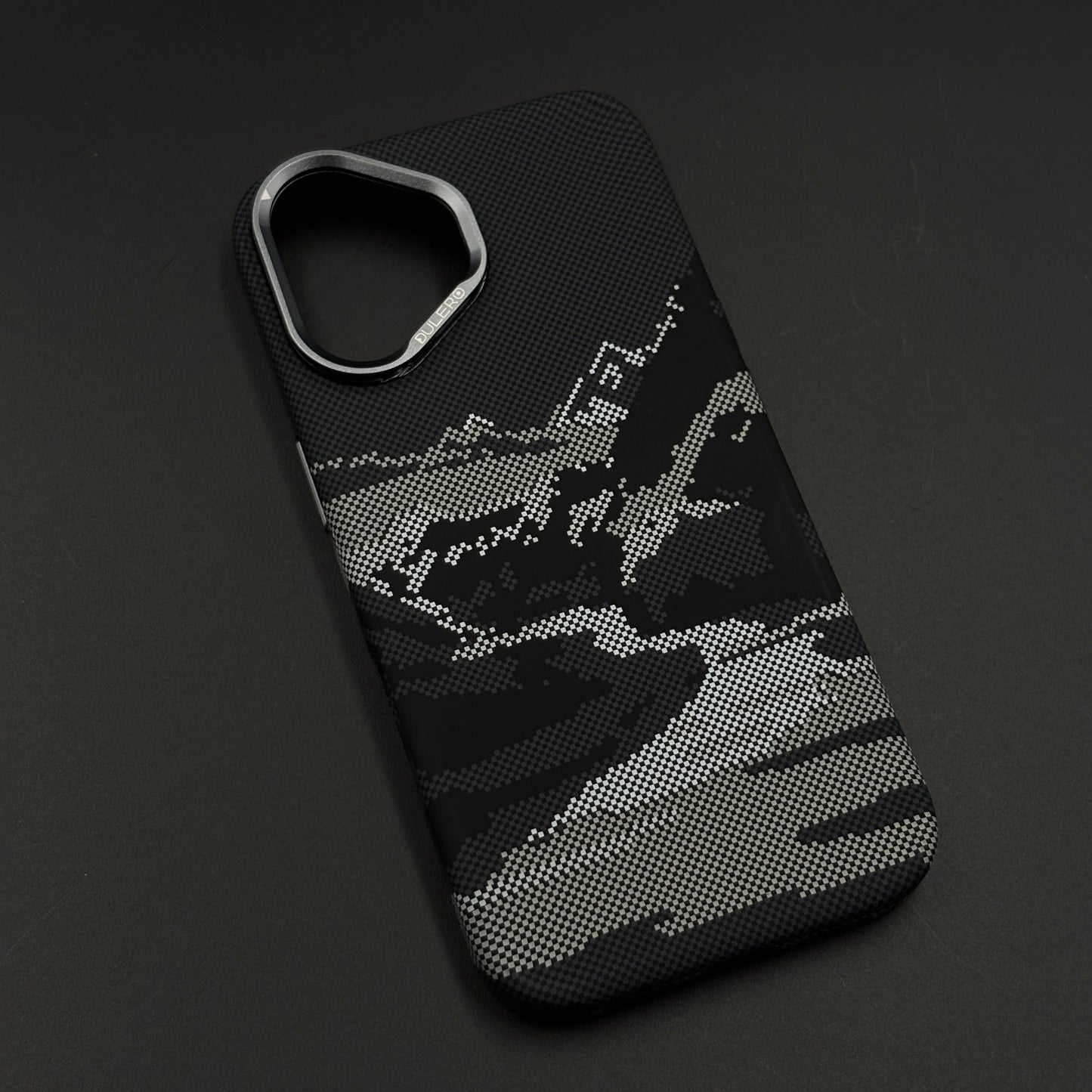 Pixel Camo Black Carbon Fibre Hidden MagSafe Case with Camera Kickstand for iPhone 17