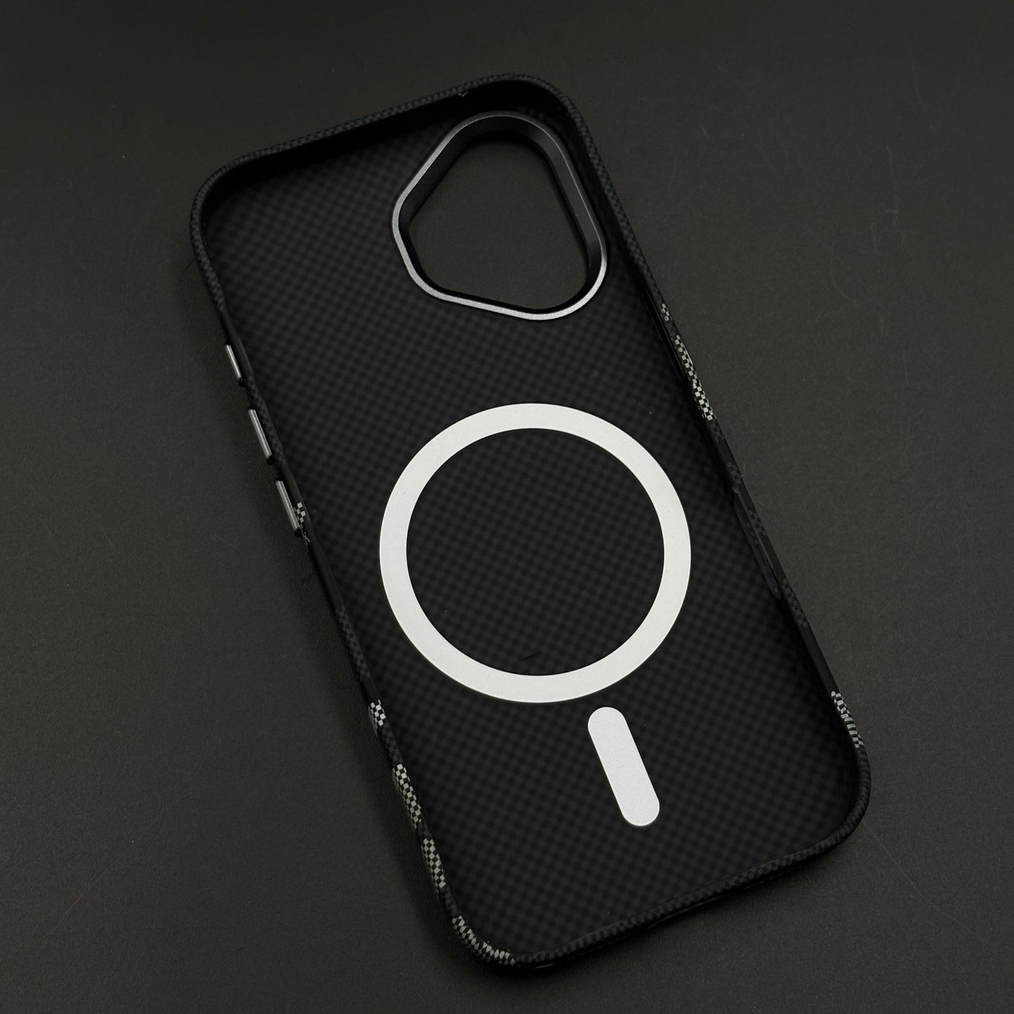 Pixel Camo Black Carbon Fibre Hidden MagSafe Case with Camera Kickstand for iPhone 17