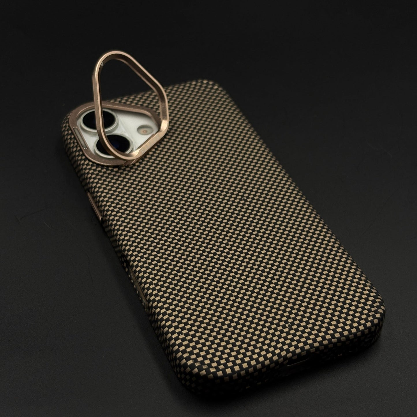 Sand Grid Carbon Fibre Hidden MagSafe Case with Camera Kickstand for iPhone 17