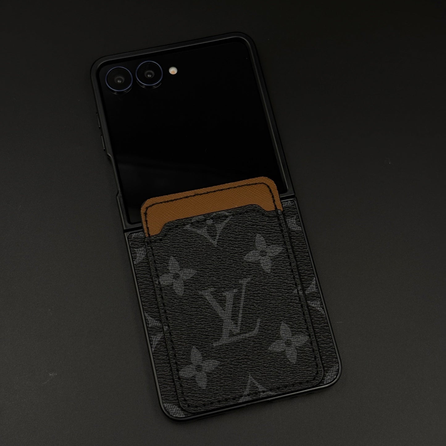 Luxury Brown Cardholder Case for Samsung Galaxy Z Flip 7 | Fashion Monogram Designer Cover