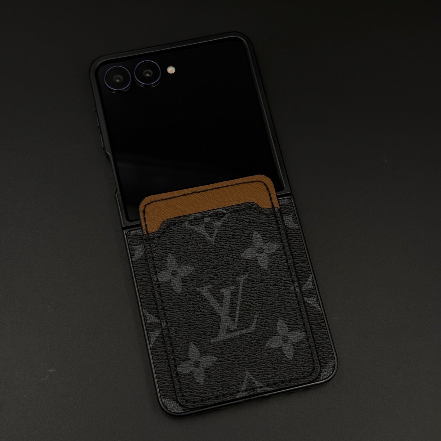 Luxury Brown Cardholder Case for Samsung Galaxy Z Flip 7 | Fashion Monogram Designer Cover