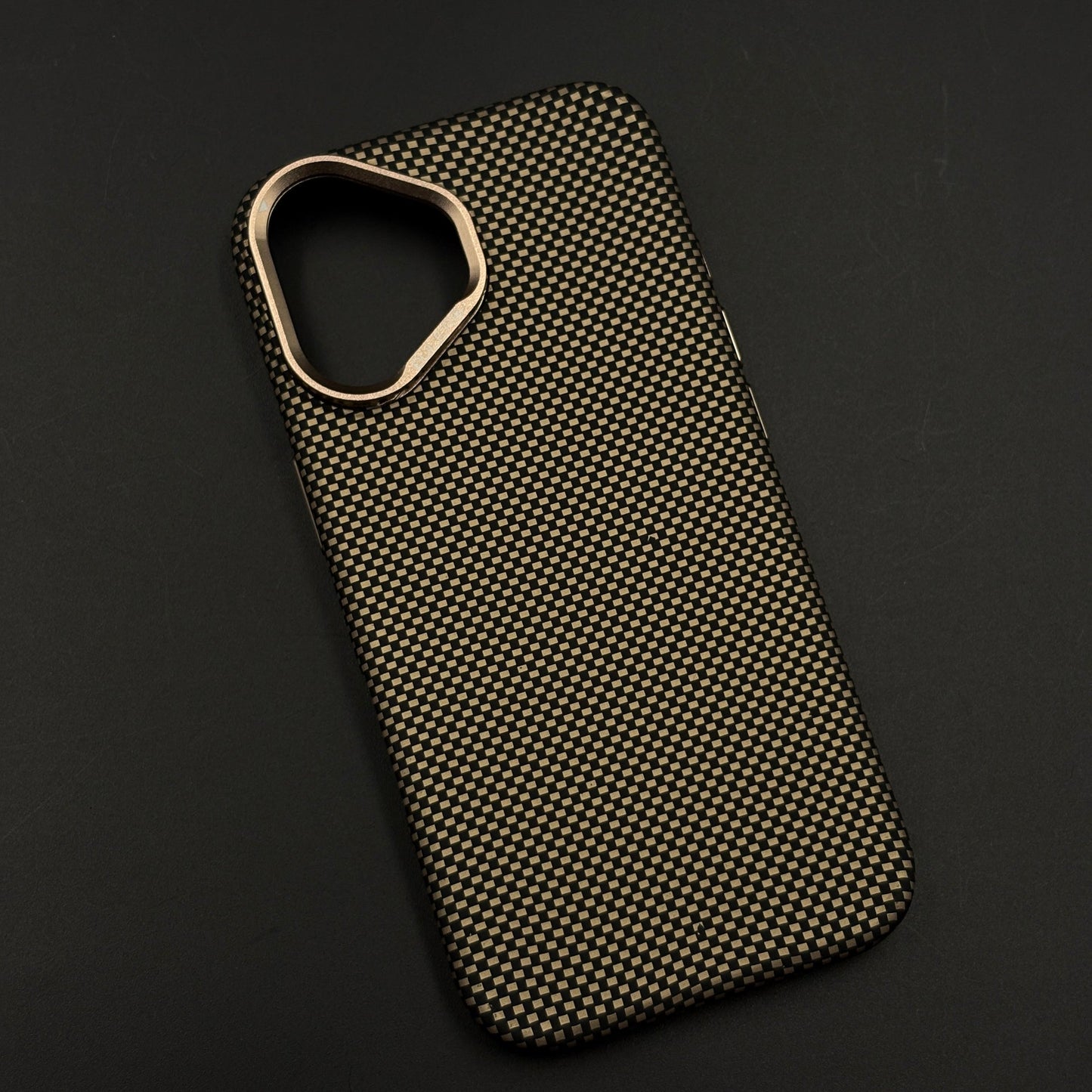 Sand Grid Carbon Fibre Hidden MagSafe Case with Camera Kickstand for iPhone 17