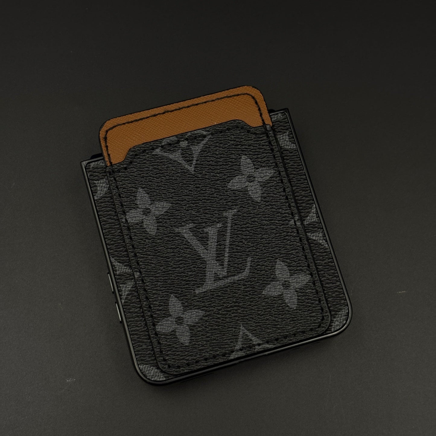 Luxury Brown Cardholder Case for Samsung Galaxy Z Flip 7 | Fashion Monogram Designer Cover