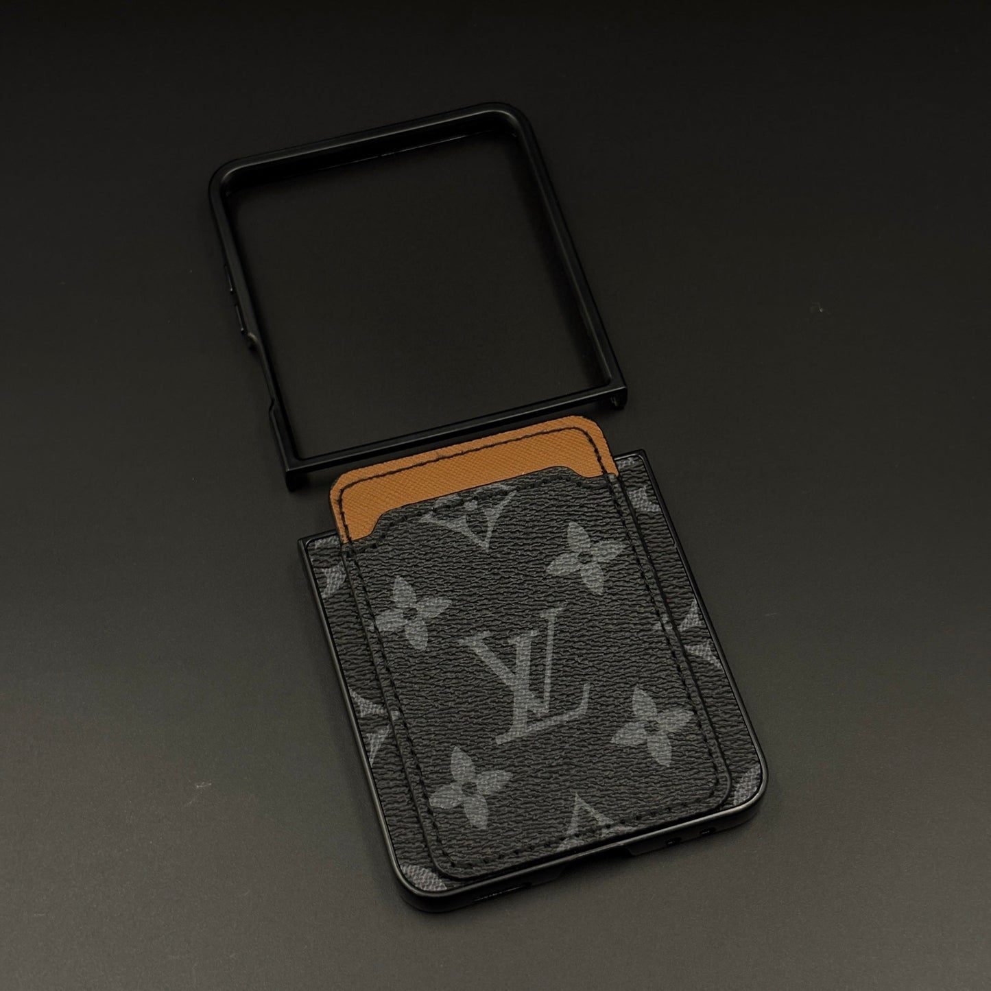 Luxury Brown Cardholder Case for Samsung Galaxy Z Flip 7 | Fashion Monogram Designer Cover