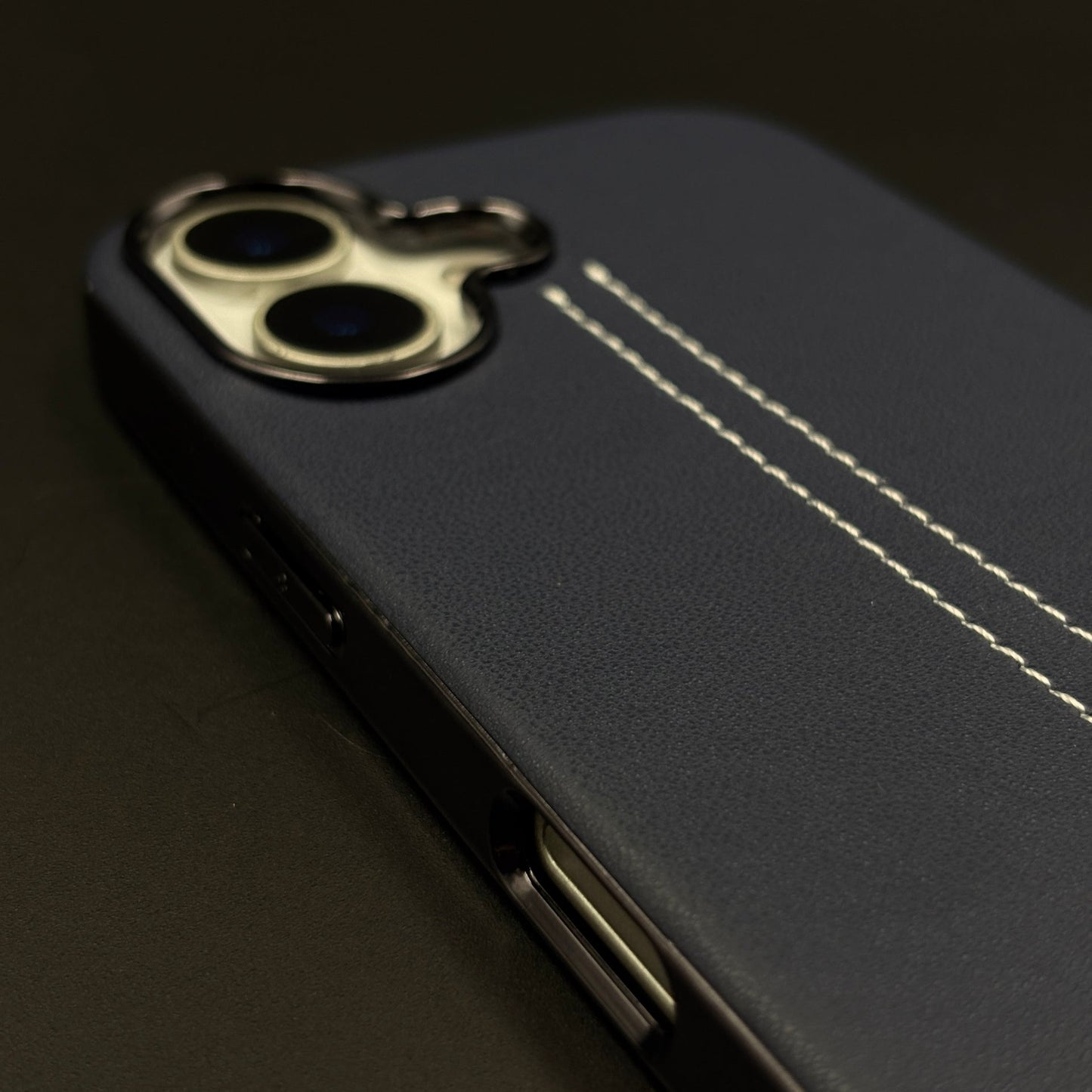 Motor Racing Inspired Merc Stitched Leather Case for iPhone 17