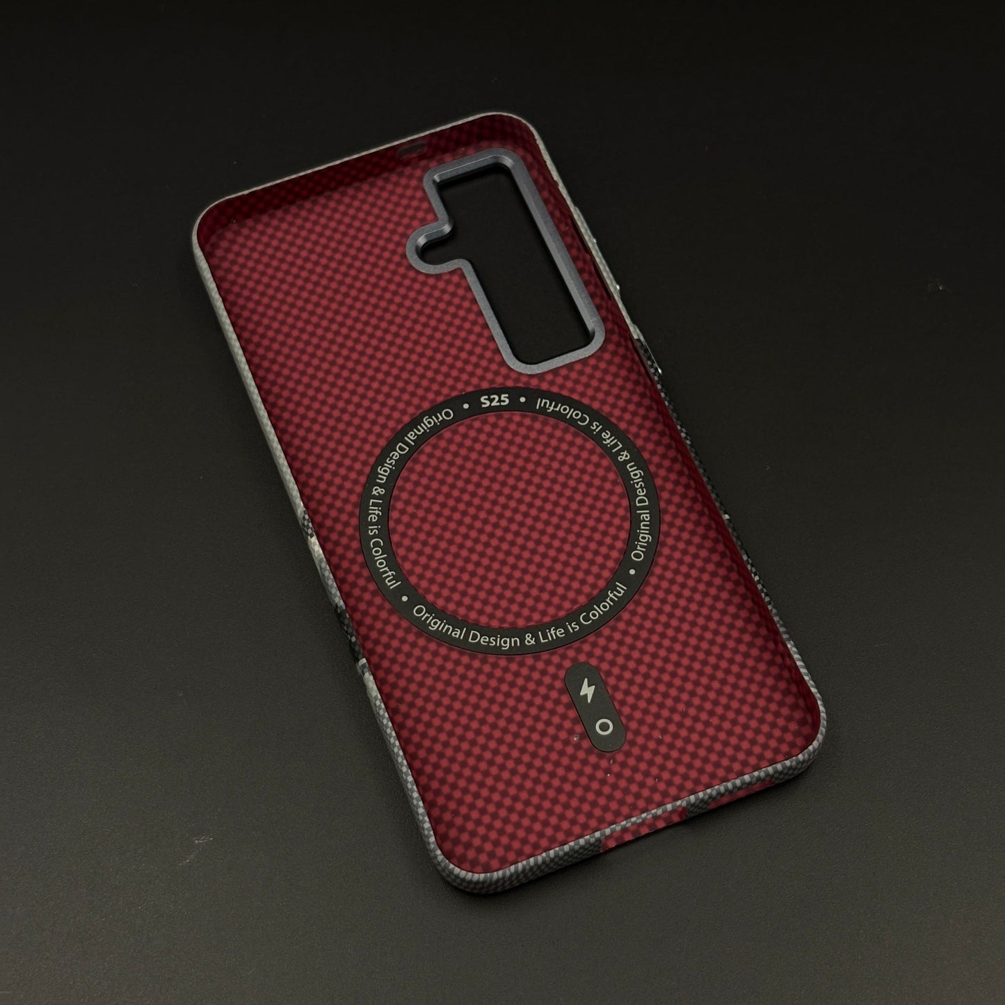 Aramid Texture Case Stripe Pattern Mountain for Samsung Galaxy S24 | S25 Carbon Fibre Feel | Hidden MagSafe | Ultra Slim Fit