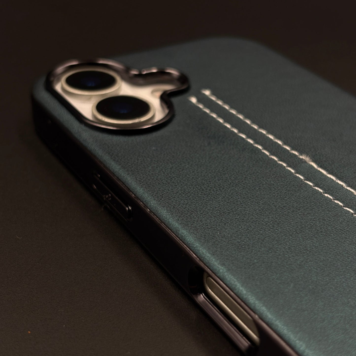 Motor Racing Inspired Merc Stitched Leather Case for iPhone 17