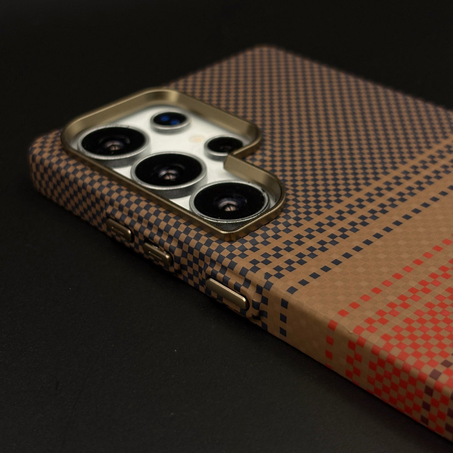 Carbon Texture Sunset Stripe Mobile Case Cover for Samsung Galaxy S24 Ultra | Rare Aramid Texture Finish | Real Carbon Fibre Feel | Hidden MagSafe
