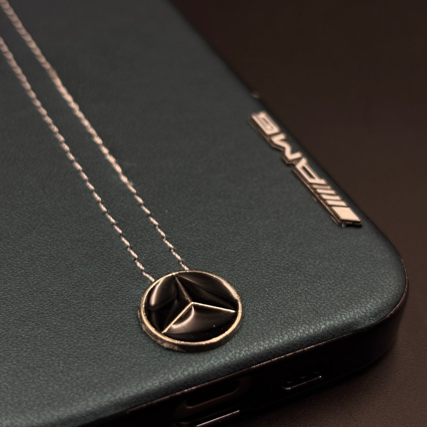 Motor Racing Inspired Merc Stitched Leather Case for iPhone 17