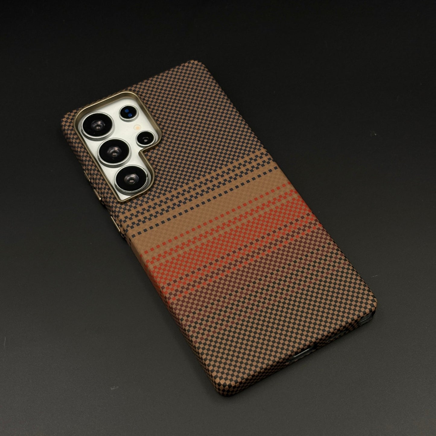 Carbon Texture Sunset Stripe Mobile Case Cover for Samsung Galaxy S24 Ultra | Rare Aramid Texture Finish | Real Carbon Fibre Feel | Hidden MagSafe