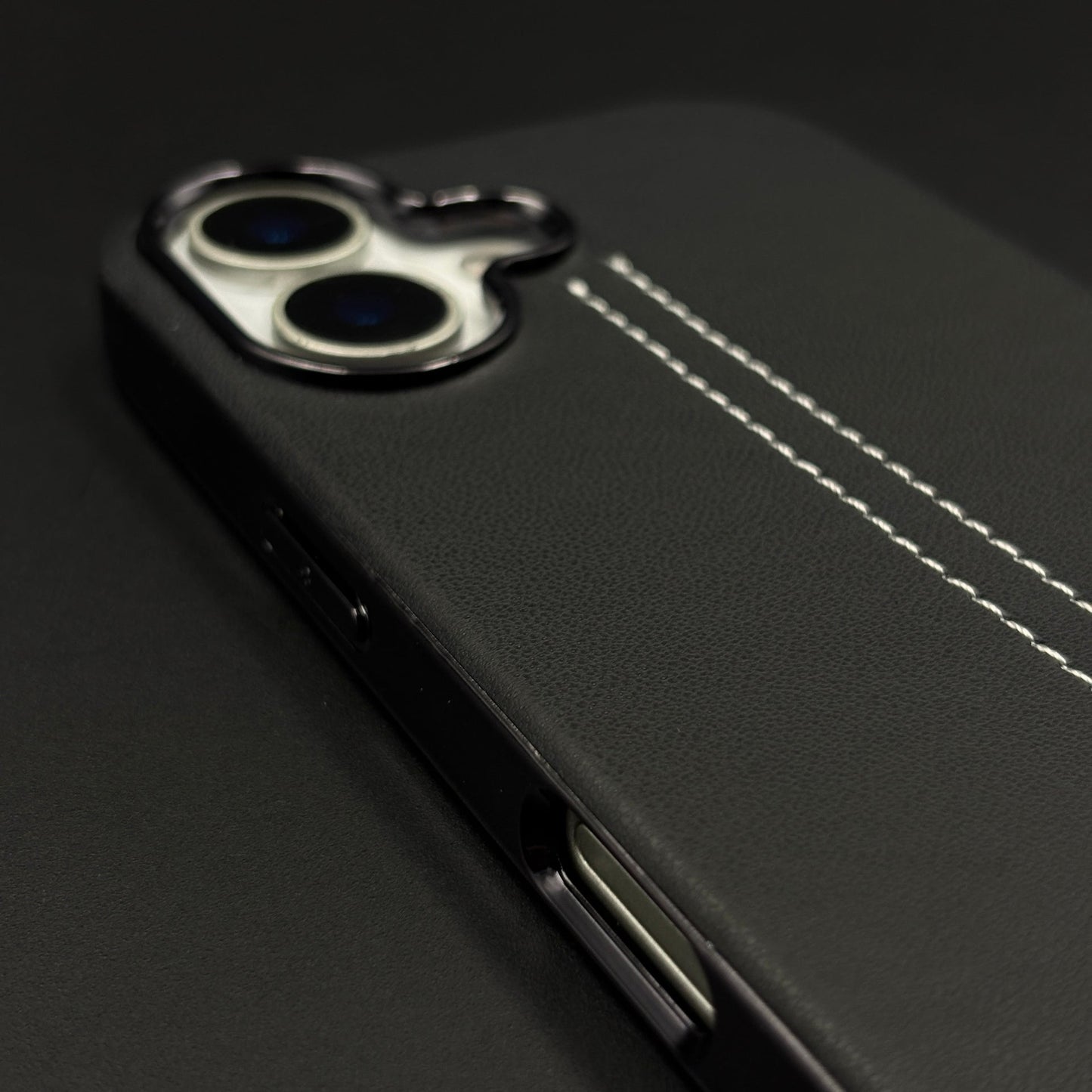Motor Racing Inspired Merc Stitched Leather Case for iPhone 17
