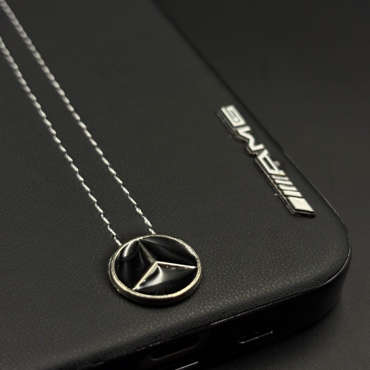 Motor Racing Inspired Merc Stitched Leather Case for iPhone 17