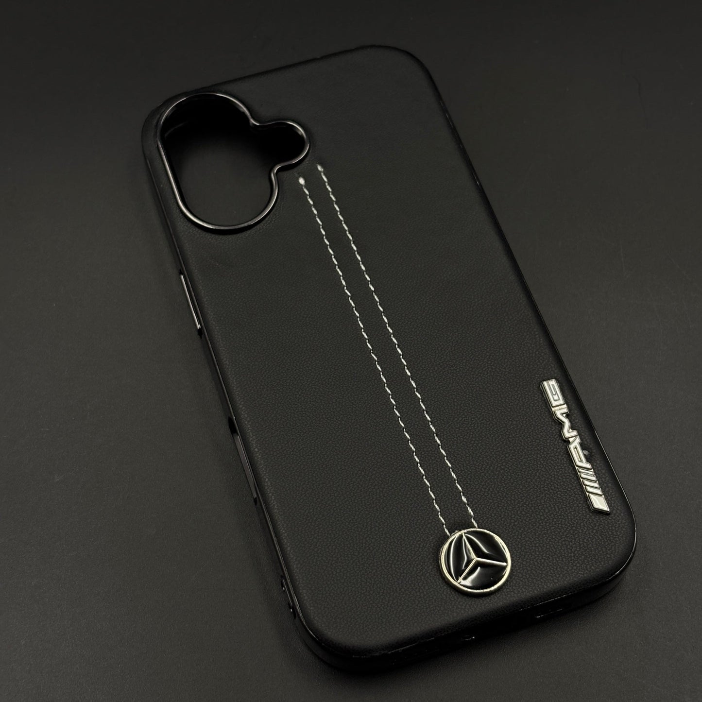 Motor Racing Inspired Merc Stitched Leather Case for iPhone 17