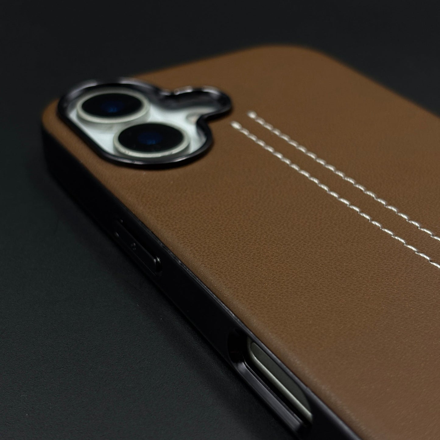 Motor Racing Inspired Merc Stitched Leather Case for iPhone 17