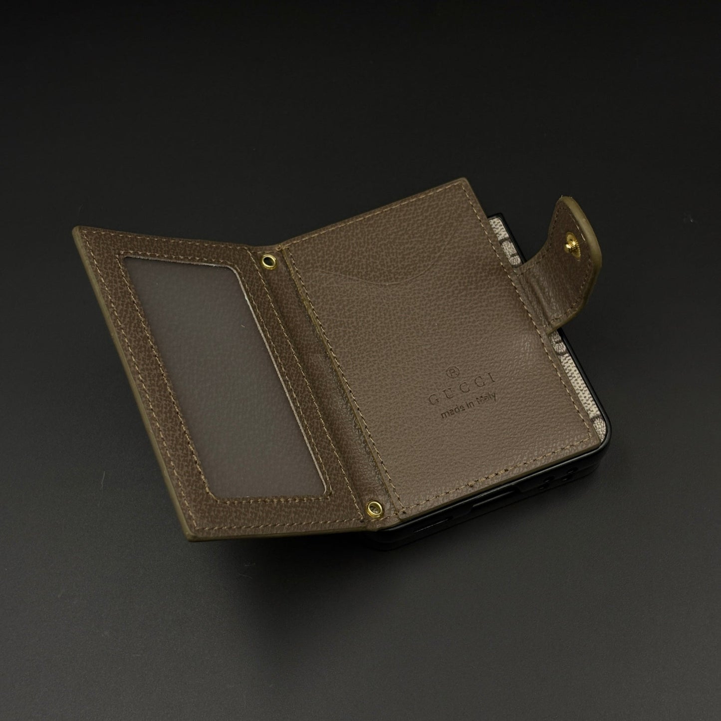 Luxury GG Cardholder Wallet Case for Samsung Galaxy Z Flip 7 | Designer Beige-Brown Edition