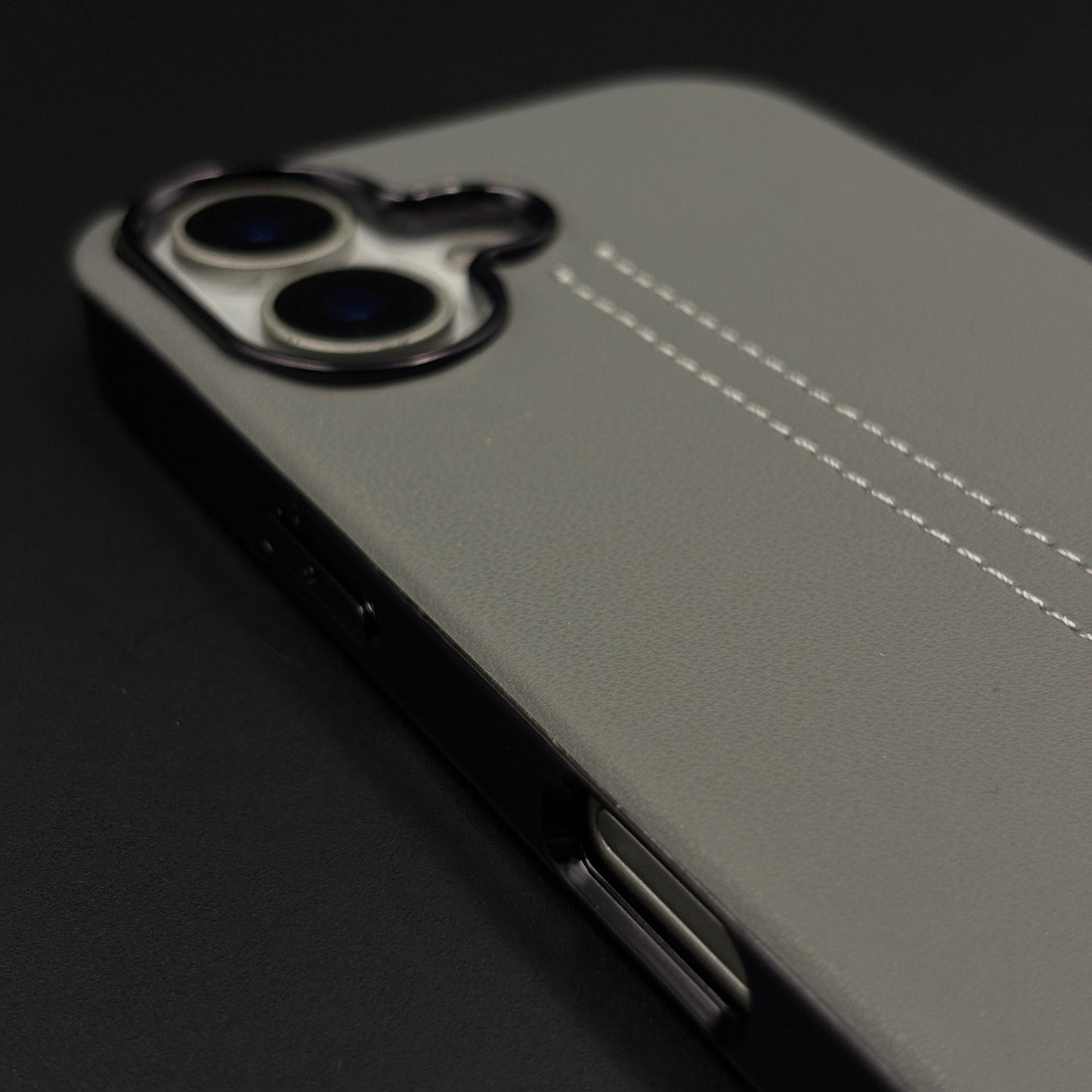 Motor Racing Inspired Merc Stitched Leather Case for iPhone 17