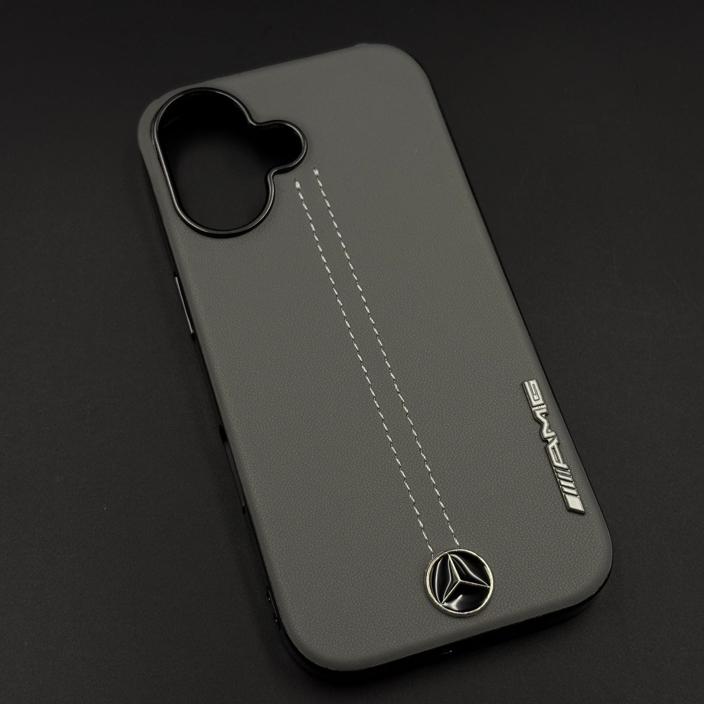 Motor Racing Inspired Merc Stitched Leather Case for iPhone 17