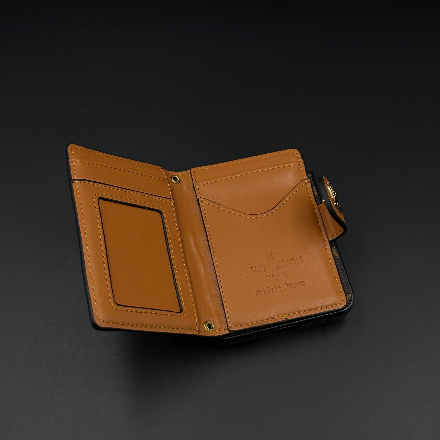 Luxury Monogram Cardholder Wallet Case for Samsung Galaxy Z Flip 7 | Designer Brown Edition