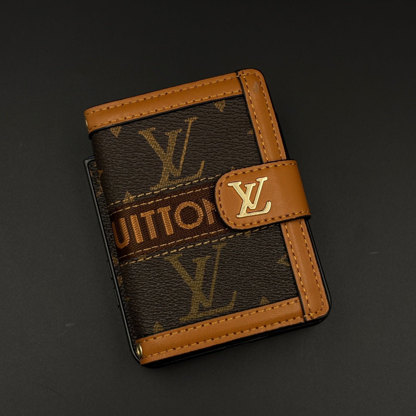 Luxury Monogram Cardholder Wallet Case for Samsung Galaxy Z Flip 7 | Designer Brown Edition