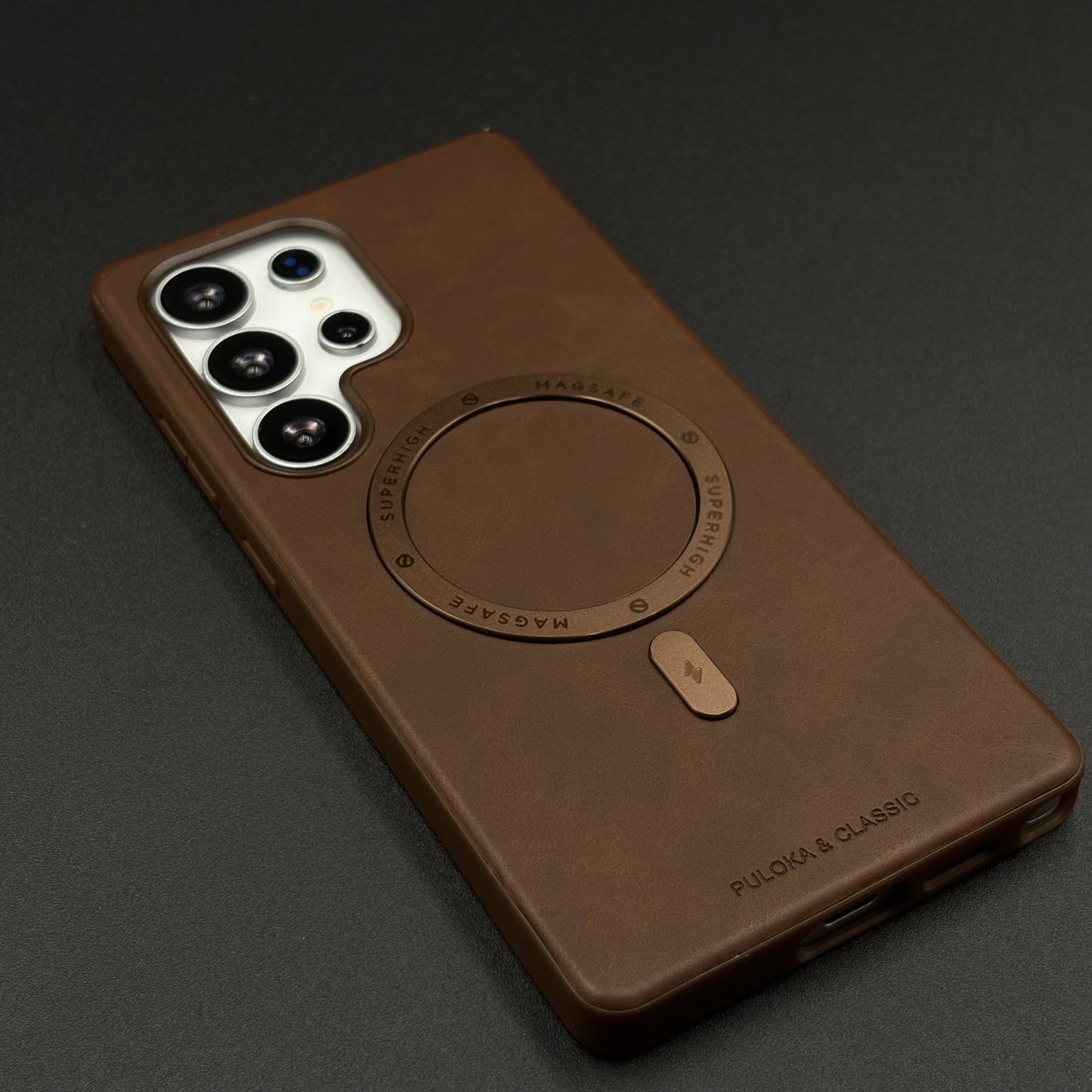 Luxury Leather MagSafe Case for Samsung Galaxy S24 Ultra | Premium Magnetic Charging Support