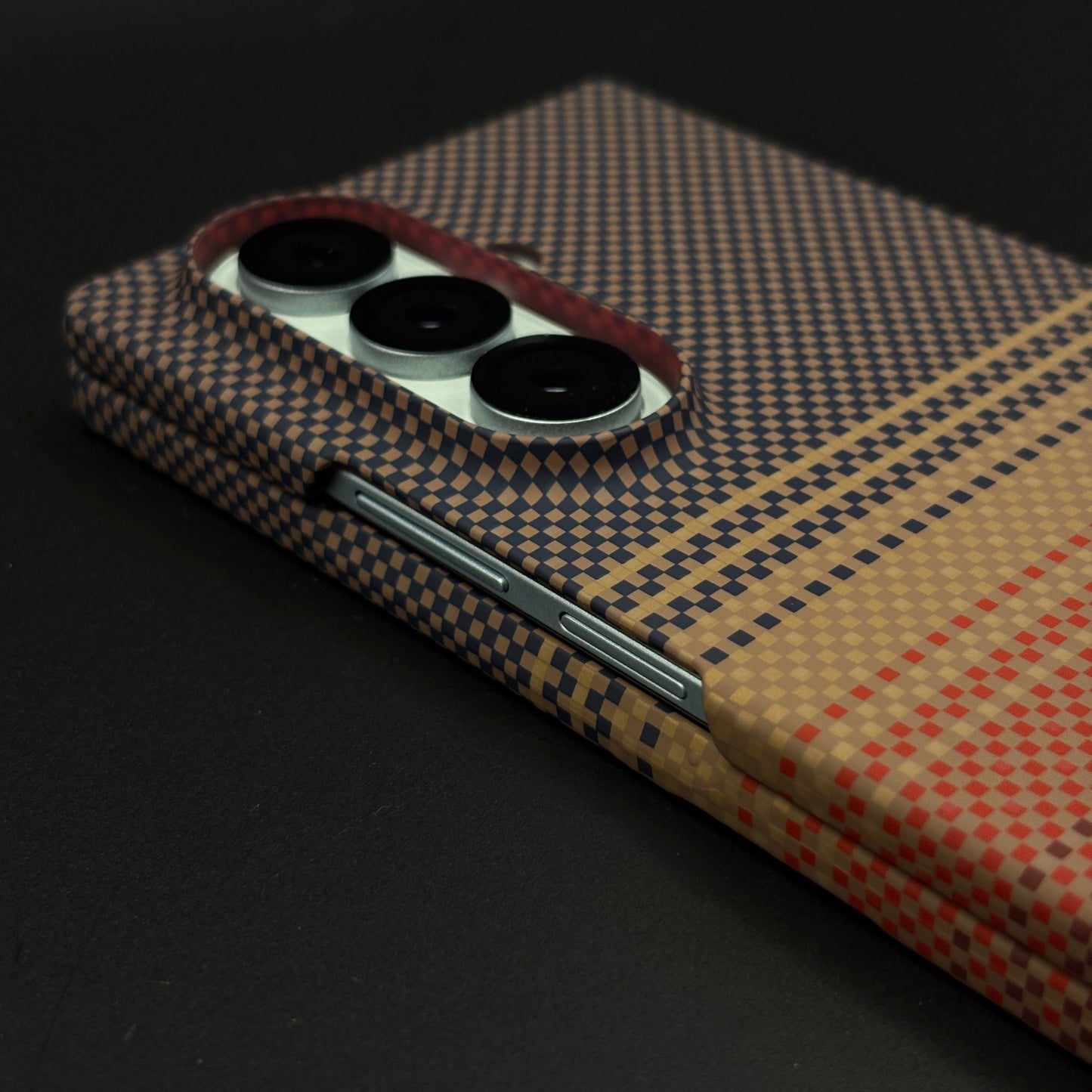 Carbon Texture Sunset Stripe Mobile Case Cover for Samsung Galaxy Z Fold 7 | Rare Aramid Texture Finish | Real Carbon Fibre Feel | Hidden MagSafe