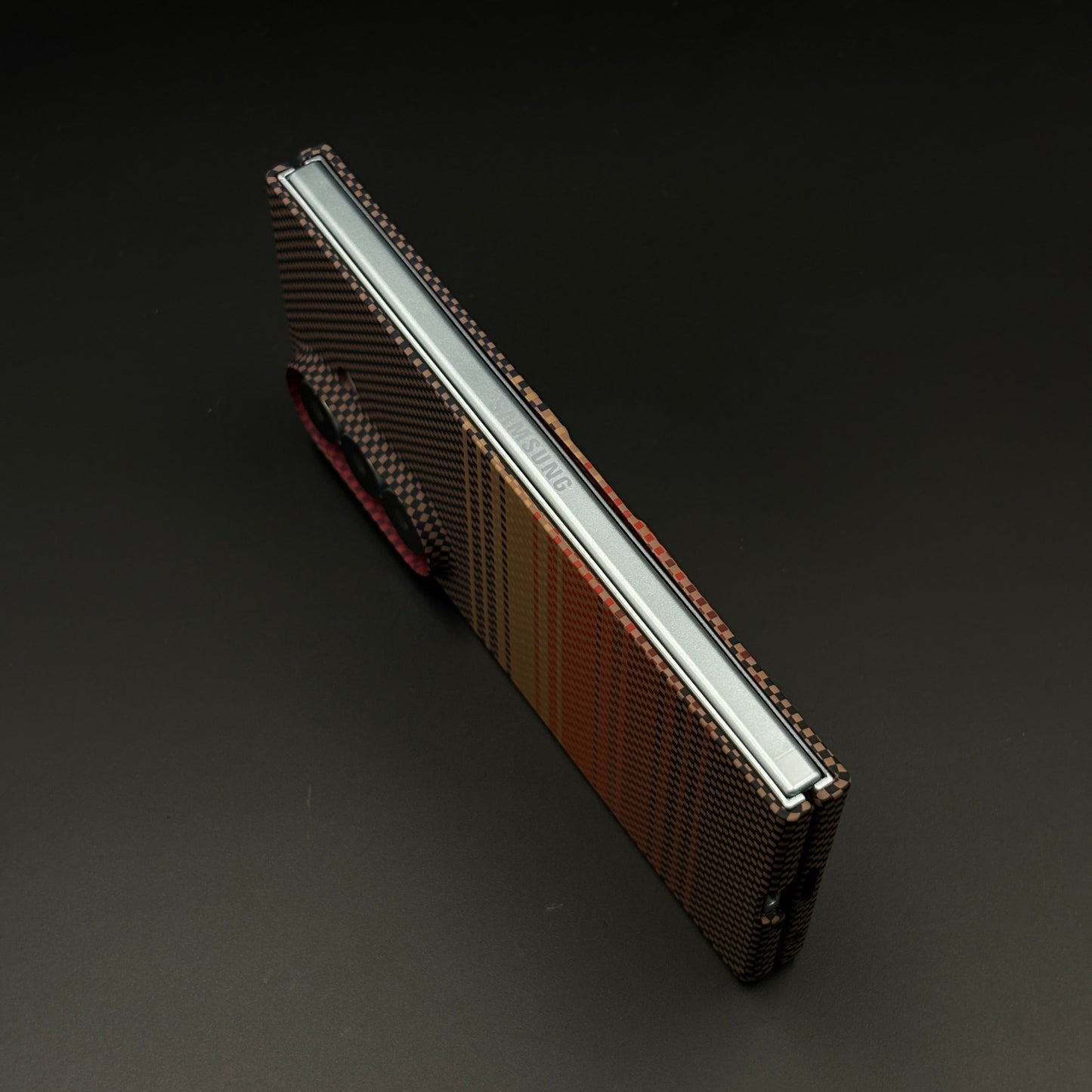 Carbon Texture Sunset Stripe Mobile Case Cover for Samsung Galaxy Z Fold 7 | Rare Aramid Texture Finish | Real Carbon Fibre Feel | Hidden MagSafe