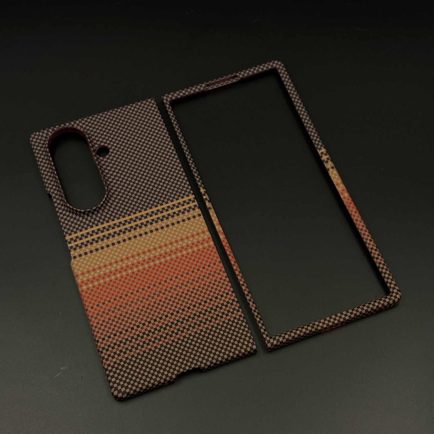 Carbon Texture Sunset Stripe Mobile Case Cover for Samsung Galaxy Z Fold 7 | Rare Aramid Texture Finish | Real Carbon Fibre Feel | Hidden MagSafe