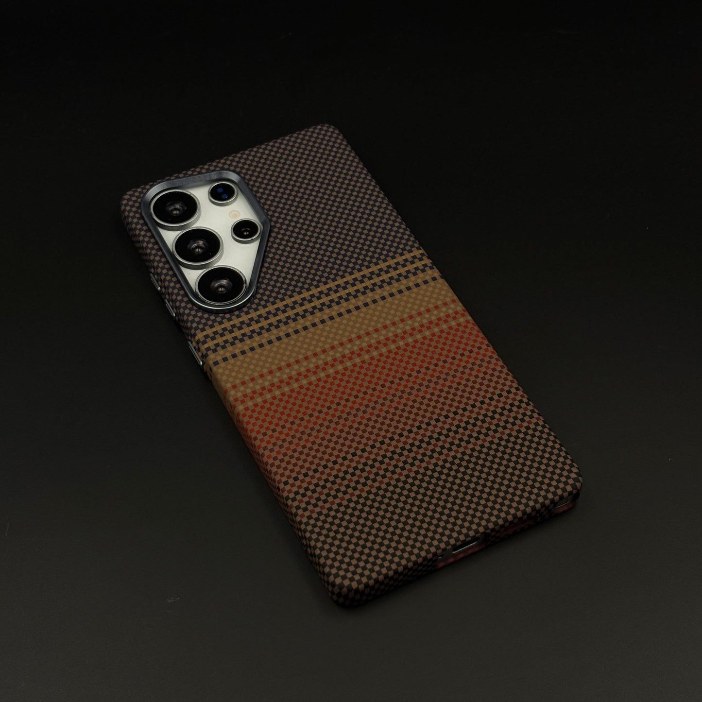 Carbon Texture Sunset Stripe Case Cover for Samsung Galaxy S25 Ultra | Rare Aramid Texture Finish | Real Carbon Fibre Feel | Hidden MagSafe