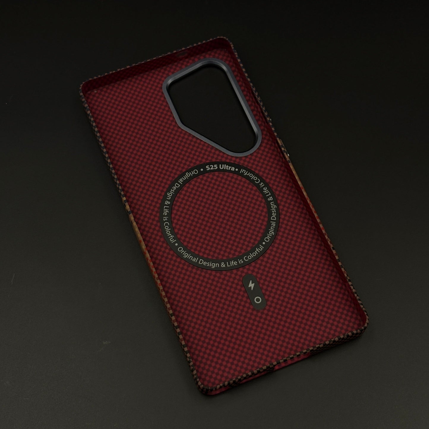 Carbon Texture Sunset Stripe Case Cover for Samsung Galaxy S25 Ultra | Rare Aramid Texture Finish | Real Carbon Fibre Feel | Hidden MagSafe