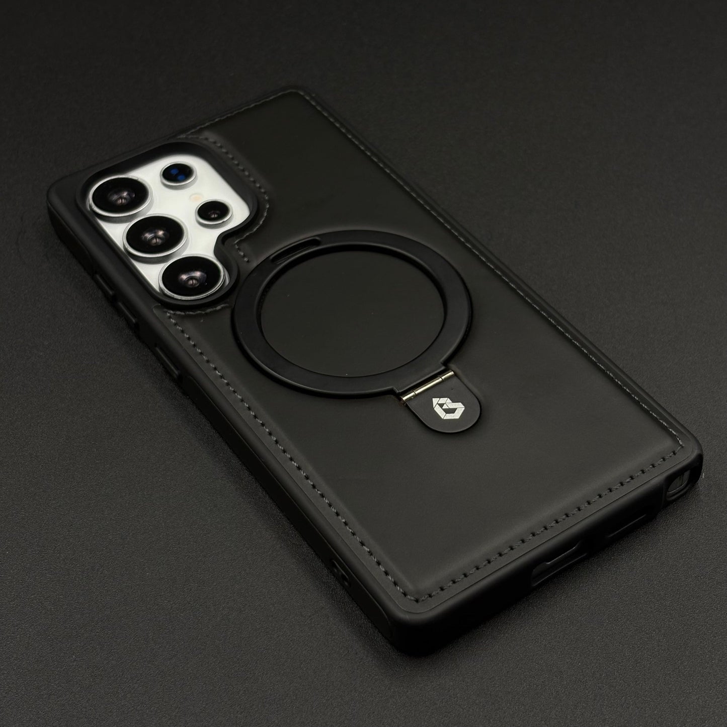 Magnetic Leather MagSafe Case for Samsung Galaxy S25 Ultra | Premium Stitch Finish | Kickstand Ring
