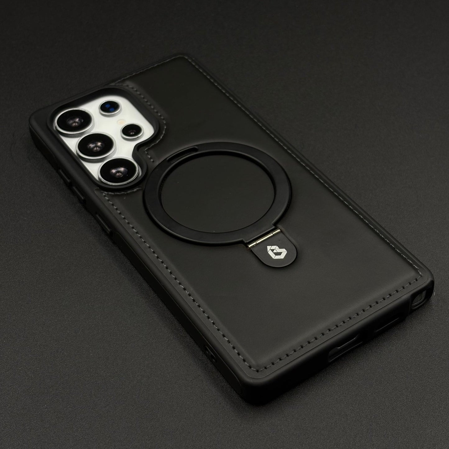 Magnetic Leather MagSafe Case for Samsung Galaxy S25 Ultra | Premium Stitch Finish | Kickstand Ring