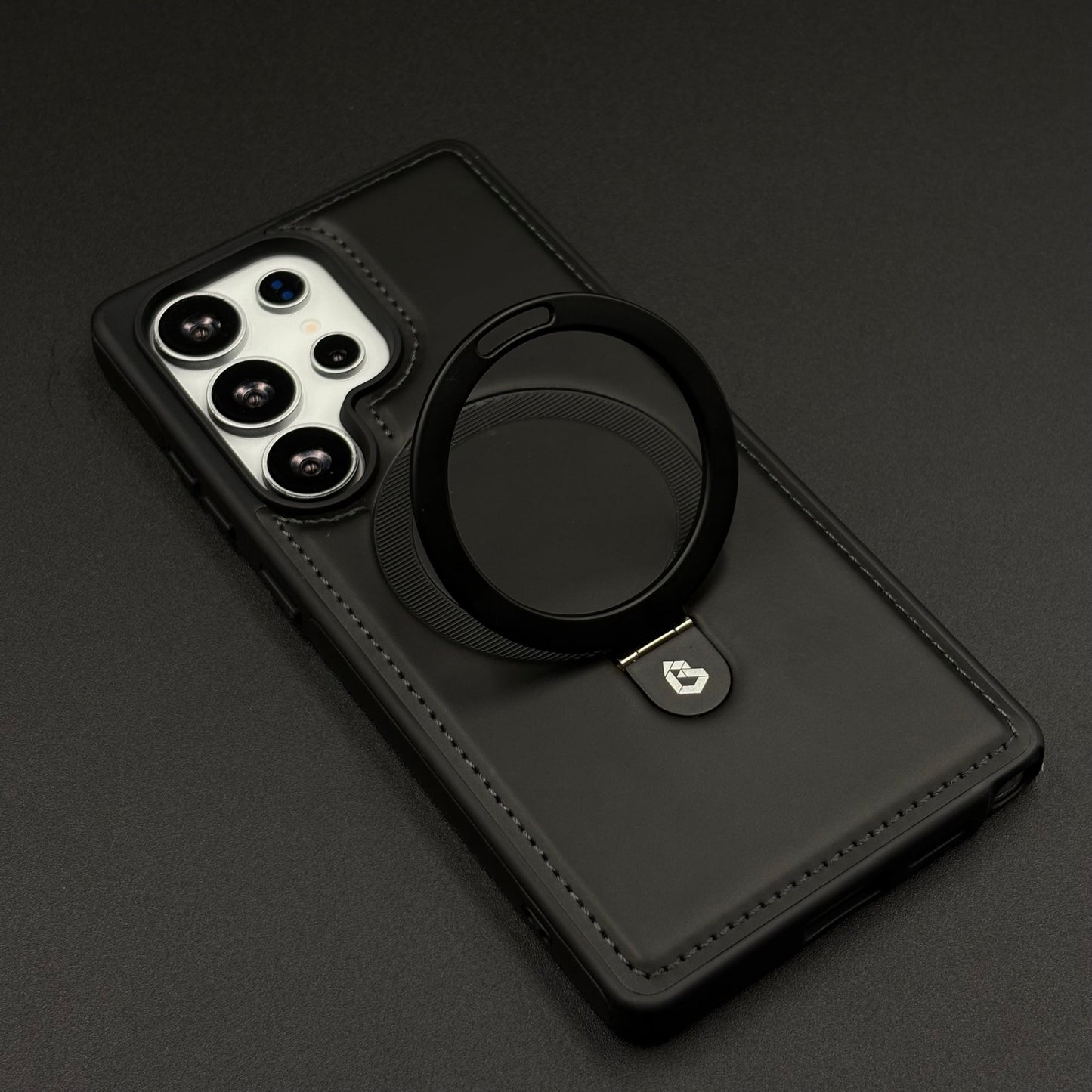 Magnetic Leather MagSafe Case for Samsung Galaxy S25 Ultra | Premium Stitch Finish | Kickstand Ring