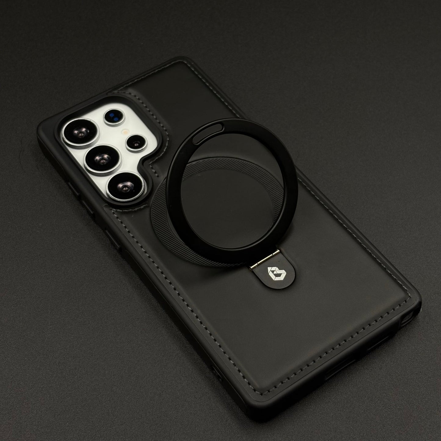 Magnetic Leather MagSafe Case for Samsung Galaxy S25 Ultra | Premium Stitch Finish | Kickstand Ring