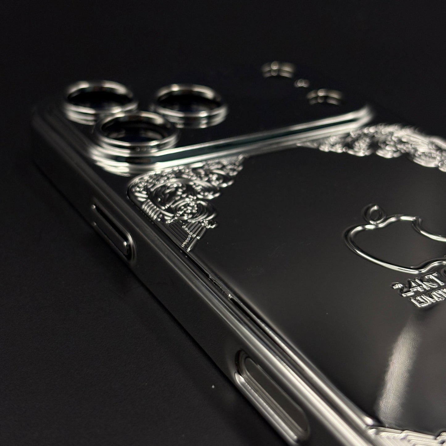 Silver Logo Embossed Case with Camera Protection for iPhone 17 Series