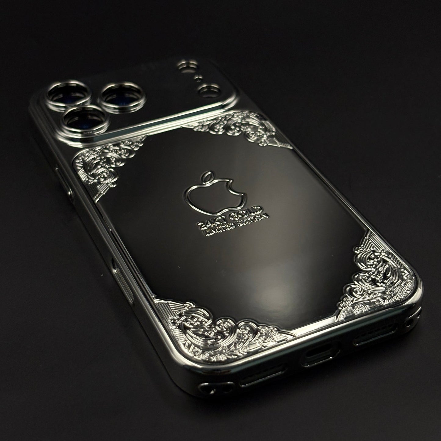 Silver Logo Embossed Case with Camera Protection for iPhone 17 Series