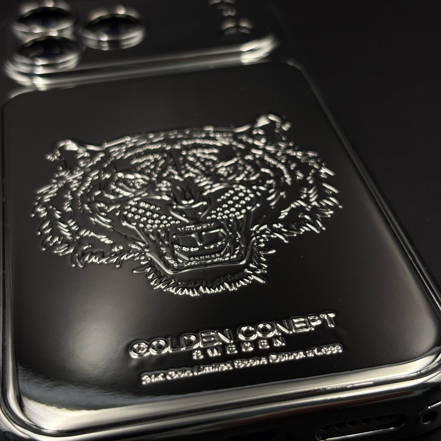 Silver Tiger Embossed Case with Camera Protection for iPhone 17 Series