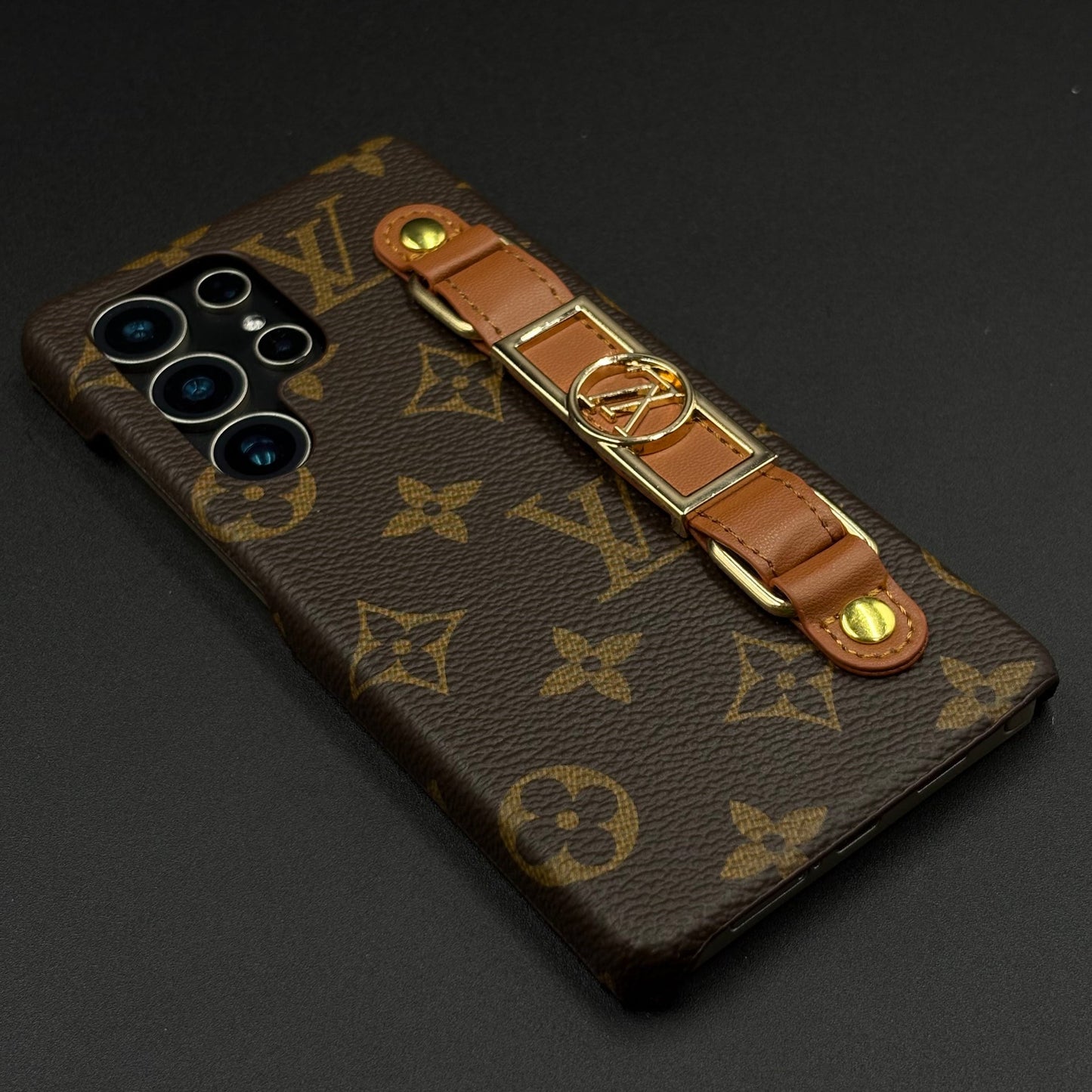Luxury Brand Leather Case with Gold Buckle Strap for Samsung Galaxy S24 Ultra