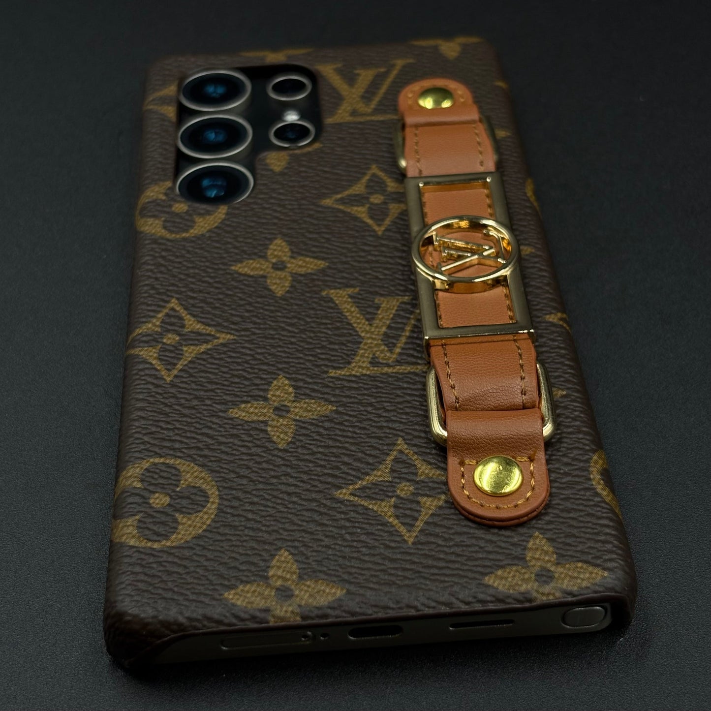 Luxury Brand Leather Case with Gold Buckle Strap for Samsung Galaxy S24 Ultra