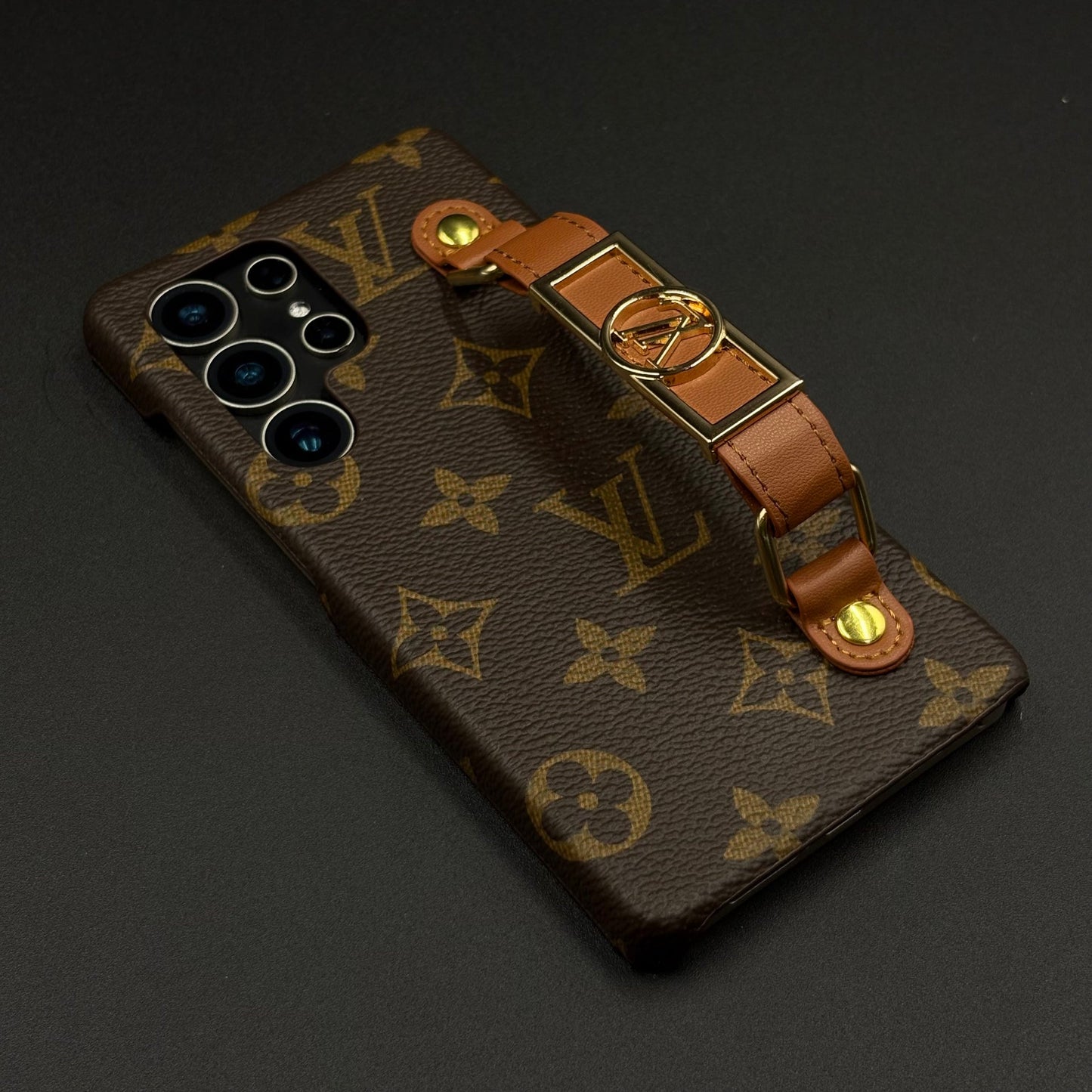 Luxury Brand Leather Case with Gold Buckle Strap for Samsung Galaxy S24 Ultra